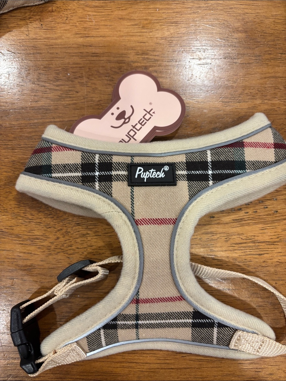 Beige Plaid Soft Dog Harness
